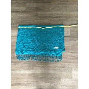Pashmina Bright Turquoise Cashmere & Silk 27"x 72" Wrap Shawl W/Fringe SOFT